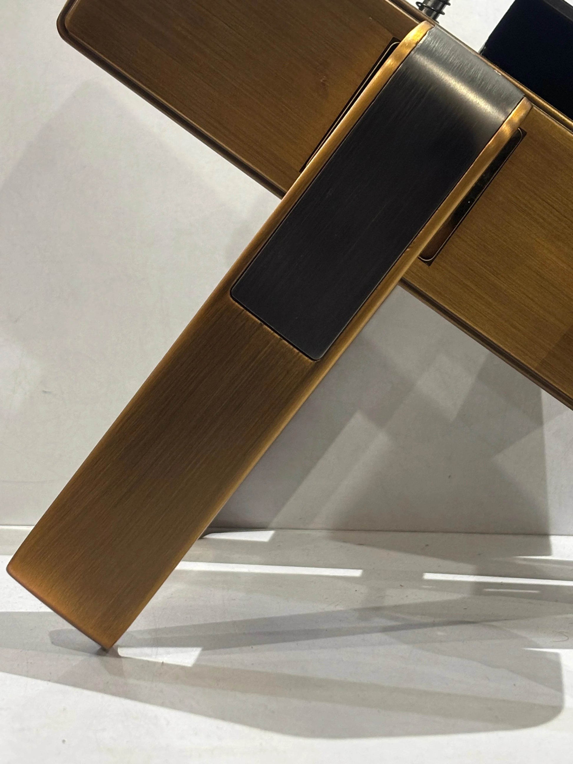 Modern Two-Tone Door Handle with Polished Brass & Gunmetal Finish - Auzaar Khana