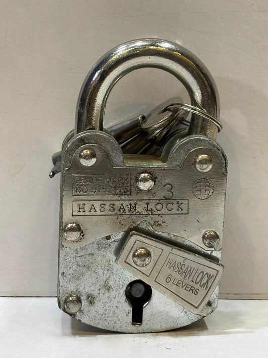 Hassan Lock Pad Heavy Duty Six Lever – Premium Steel Security Pad Lock - Auzaar Khana